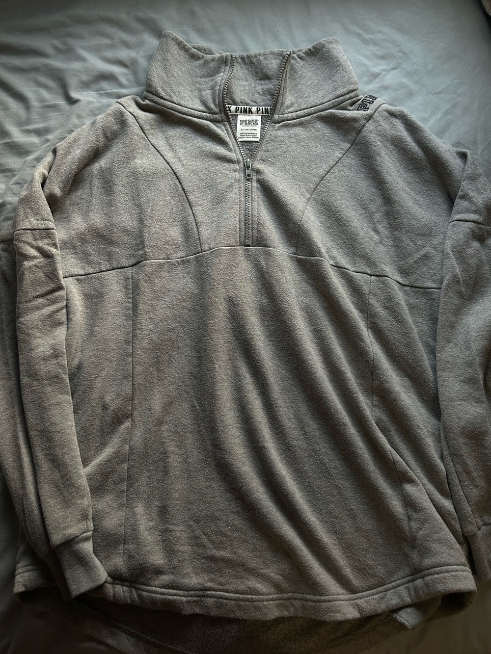 Victoria's Secret PINK Gray Quarter-Zip Pullover